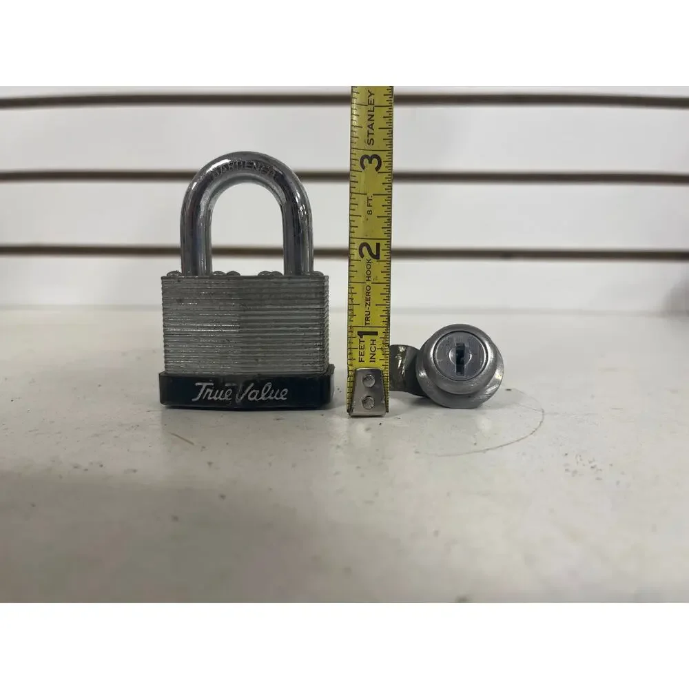 2 locks a door/cabinet lock and padlock both w/o key